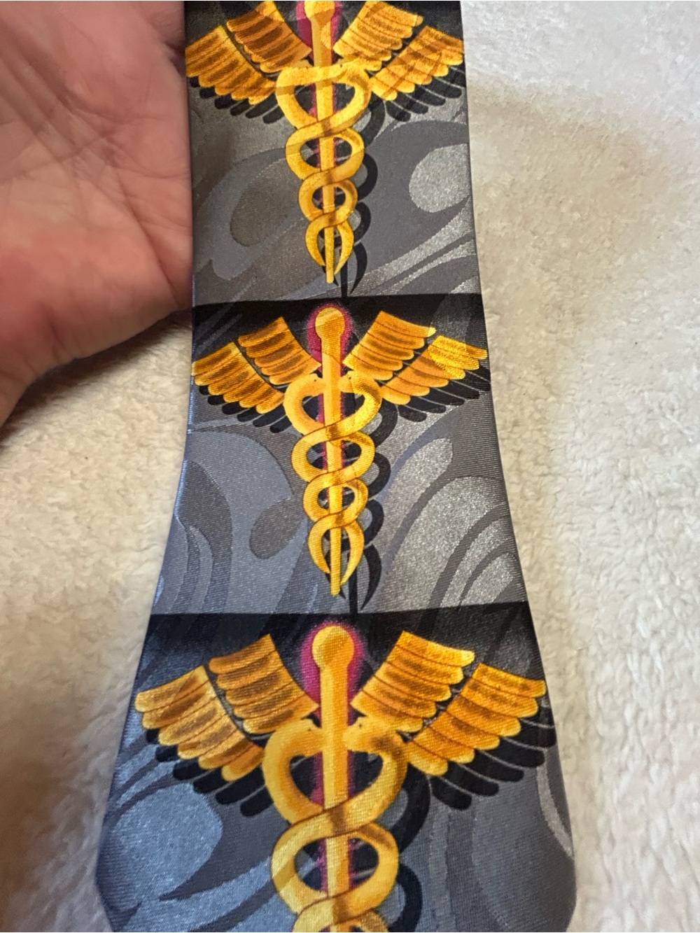 🎁3 for $30 - Medical Caduceus Pattern Necktie